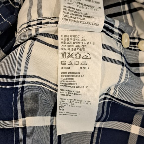 Abercrombie & Fitch Men's Muscle Large Long Sleeve Button Down Plaid Shirt - Picture 9 of 14